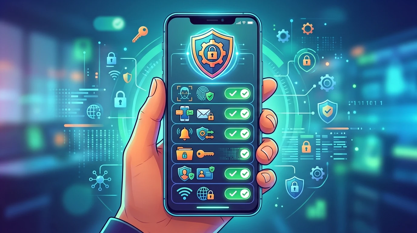Smartphone die robuuste beveiligingsinstellingen toont